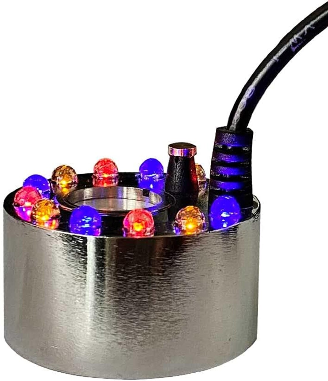 Halloween Lights Mist Maker,Halloween fog Machine Ultrasonic Mist Water Pond Fogger 12 LED Red Yellow and Blue Light Flashes for Halloween Party Decorations and Rockery Fishtank Vase Birdbath Deco